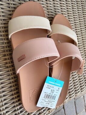 Reef Women's HALI SLIDE Dual-Strap Sandals in Blush Pink and Cream W10